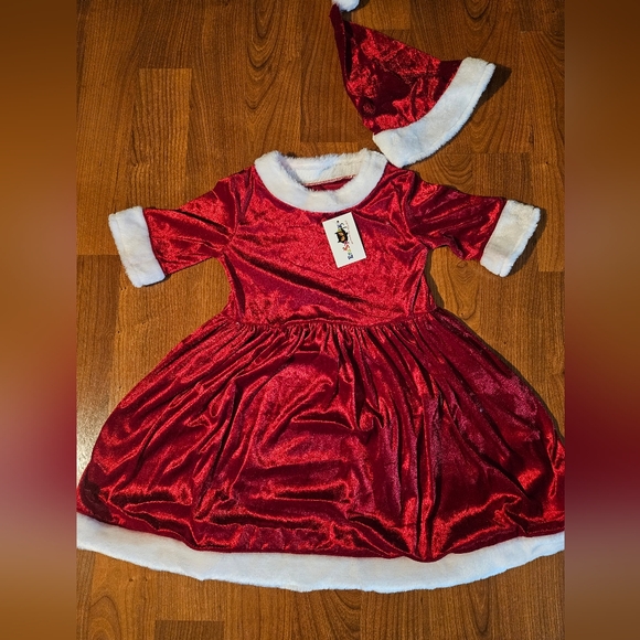 NWT Little Girls Medium Size 7/8 Santa's Dress With Santa Hat - Picture 5 of 10